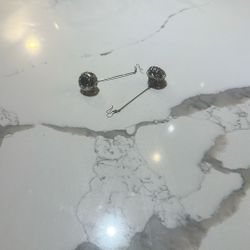 Silver-Tone Long Drop Filigree Ball Earrings 