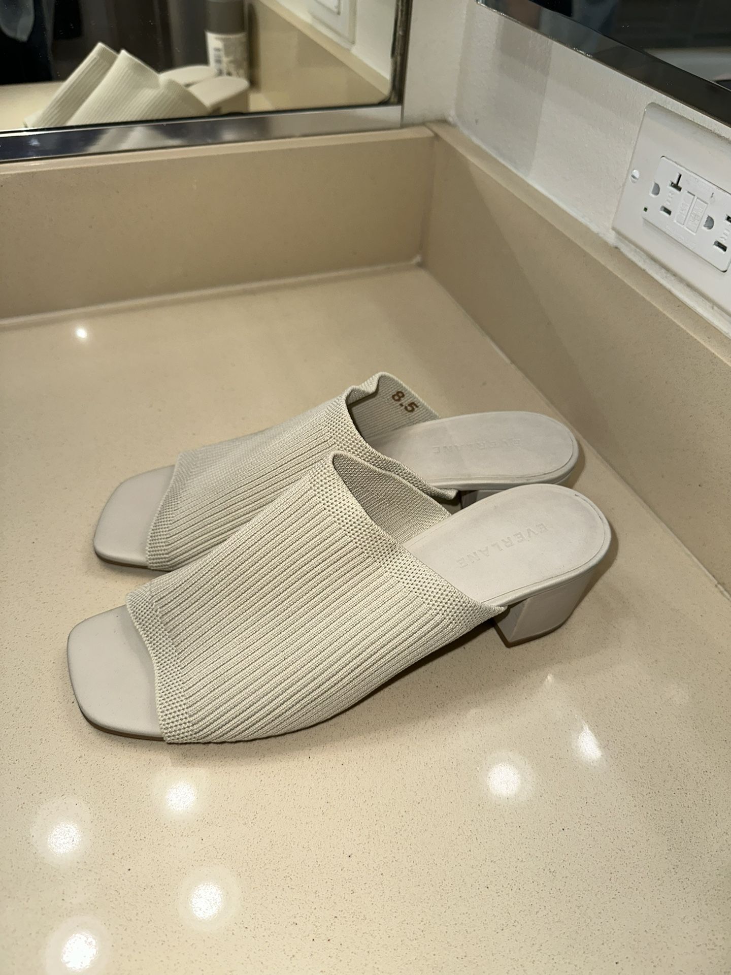 Everlane The Glove Mule in ReKnit Shoes sandals heels in color Bone Womens Size 8.5