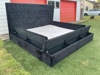 King Bed Frame with Storage and mattress