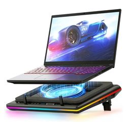 llano V12 Gaming Laptop Cooling Pad, RGB Laptop Cooler, Laptop Cooling Fan Stand with 5.5 Inch Powerful Turbofan, for 15.6-19in Laptop, Adjustable Spe