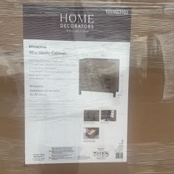 Home Decorators Collection Winsome 36 in. Sand Bath Vanity Cabinet and 37 in. x 22 in. White Rectangular Sink Vanity Top Combo