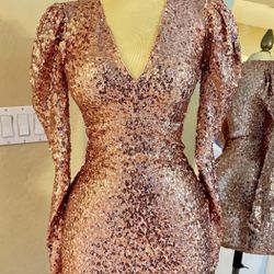 Sequin Rose Gold Dress Size Small