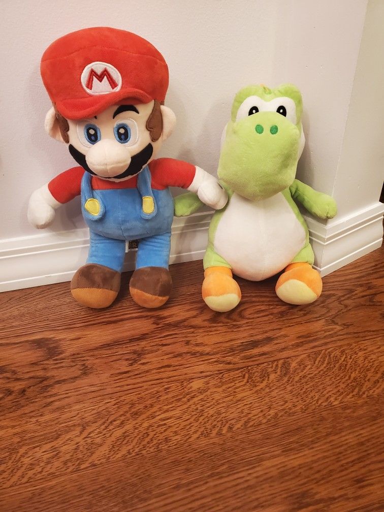 Mario and Super Mario Yoshi plush 15 inches