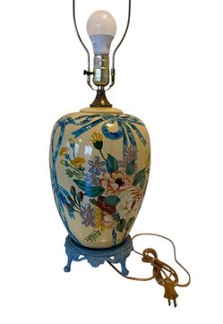 Vintage / Victorian Excelsior Cast Brass Ceramic Table Lamp