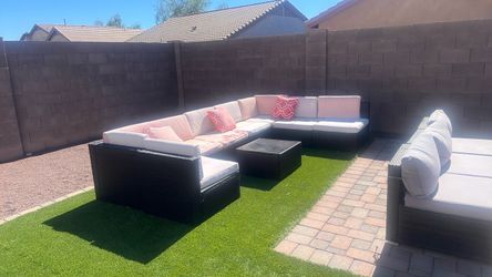Patio couch with table