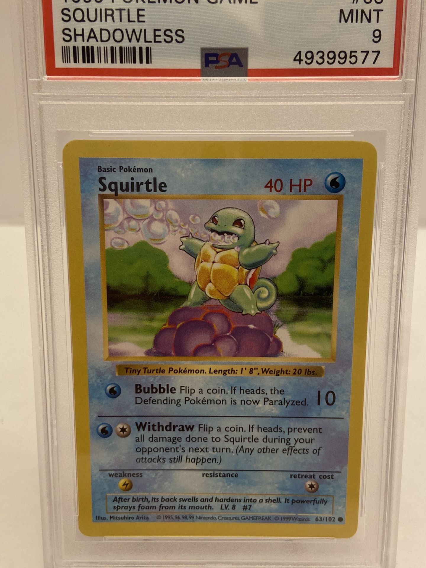 Pokemon Shadowless Squirtle PSA Mint 9
