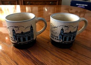 2 Matching Liberty Island Ellis Island Coffee Mugs