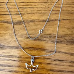 18” Sterling Silver Chain & Dove 🕊️ Pendant 