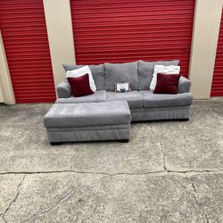 FREE DELIVERY!!! Grey Sofa With Large Ottoman 