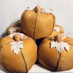 Farmhouse Fall Harvest Fabric Pumpkins Set Of 5 (10"×8.5")