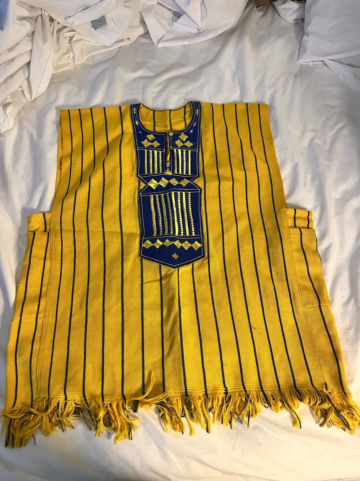 Yellow Blue Dashiki Cotton Vest Top for Men One Size