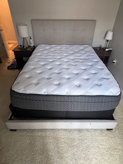 Queen Upholstered Bed Frame with Mattress