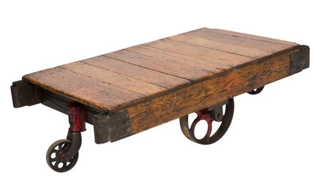Oak Factory Cart Coffee Table 