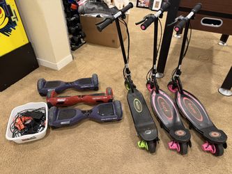 3 Razor Scooters & 3 Hoverboards 1 Package Deal