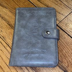 Gray Leather Passport Holder 