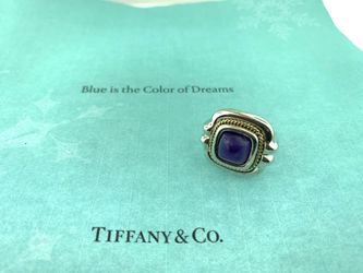 18K Yellow Gold & Sterling Ring Sugarloaf Amethyst