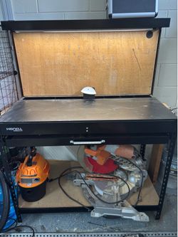 48- Inch Workbench with Power Outlets and Light, Black
