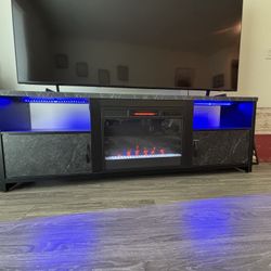 Entertainment Center w/LED lights & Fireplace
