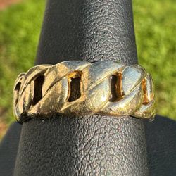 Jewelry 10k solid yellow gold thick Cuban link 🔗 ring size 9.50