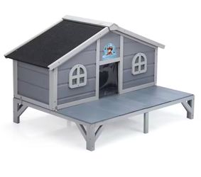 Pet Cage - Wooden Outdoor House with Raised Platform - New