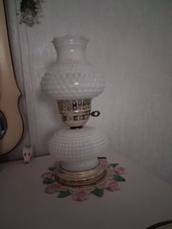 Milk Glass Electric Hobnail lamp