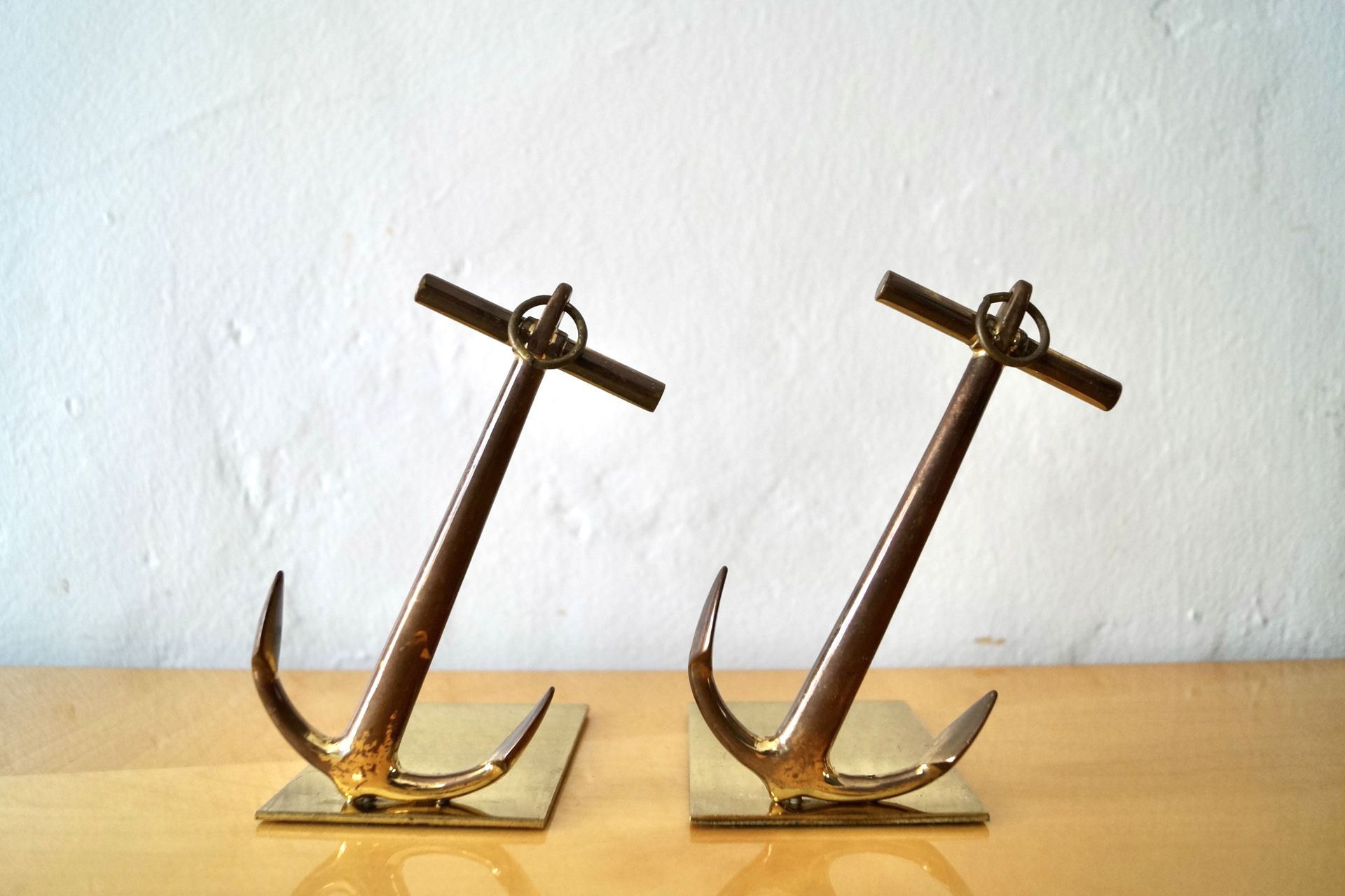 Pair Of Vintage Nautical Solid Brass Bookends 