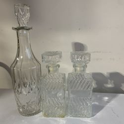 Set Of 3 Glass Decanters