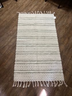 Boho Woven Area Rug with Fringe