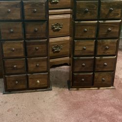 Set Of 2 Antique / VTG Spice Drawers - 10 Compartments 