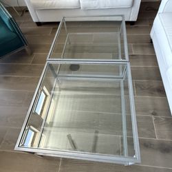 2 glass end tables