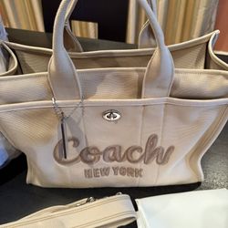 COACH Cargo Extra-Large Canvas Tote Bag 42 Color: Dark Natural (AUTHENTIC)