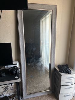 Large Full-Length Floor Mirror Silver Frame