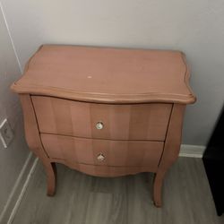 Pink Striped Table/Dresser