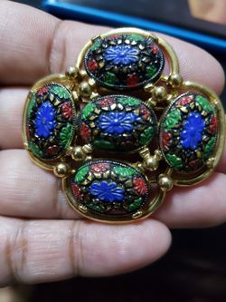 Vintage Sarah Coventry Cabochon Brooch, Read description