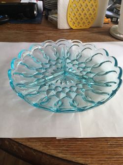 Blue divided relish/candy dish