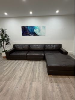 RESTORATION HARDWARE ORIGINAL LEATHER COUCH SECTIONAL MODULAR SOFA 4PCS luxury model
