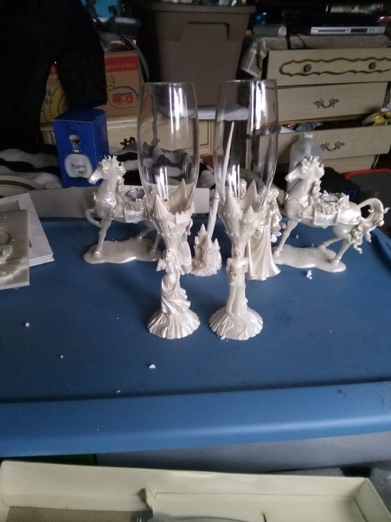 Wedding, Book,Wine, Glass,Pen, Cake, Knife, Candle Holders ,holder
