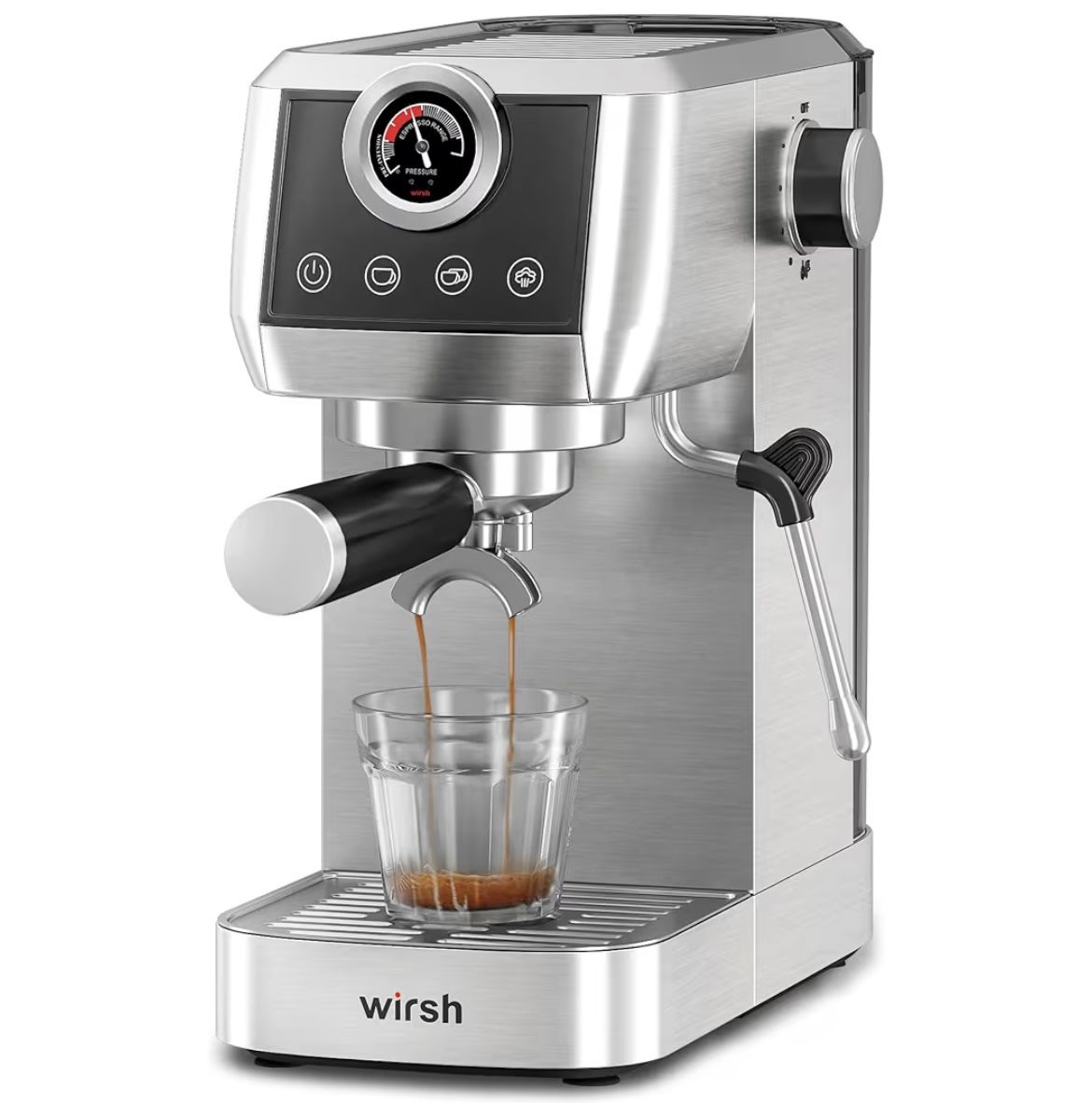 wirsh Espresso Machine, 20 Bar Semi-Automatic Espresso Maker with Pressure Gauge, Steam Wand