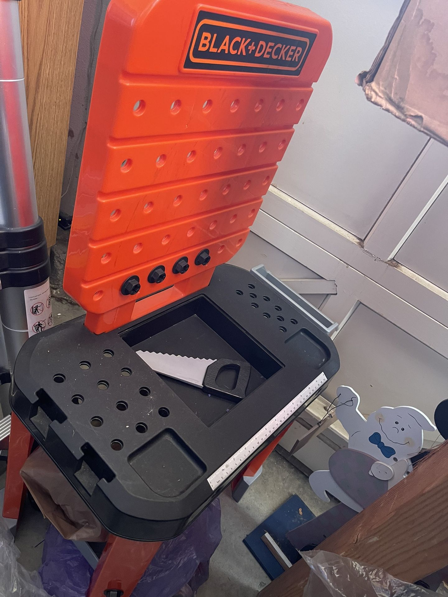 Black decker working station with lots of tools and accessories 