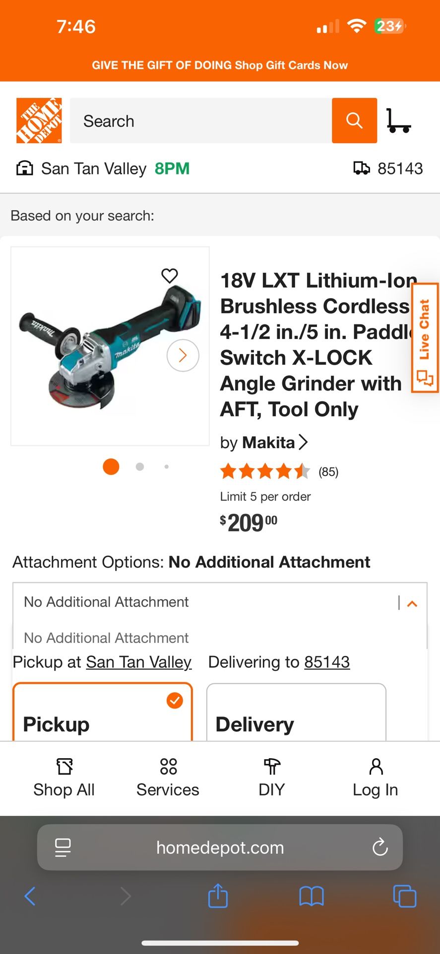 Makita 18V LXT Lithium-lor Brushless Cordless 4-1/2 in./5 in. Paddl Switch X-LOCK Live Chat Angle Grinder with AFT, Tool Only