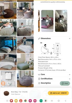 CORDAROYS BEANBAG FULL CHENILLE