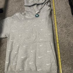 Nike NRG All Over Swoosh Logo Pullover Grey Hoodie