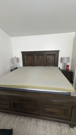 King size bed frame with mattress