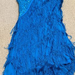 Blue Fringe Dress Dance Costume