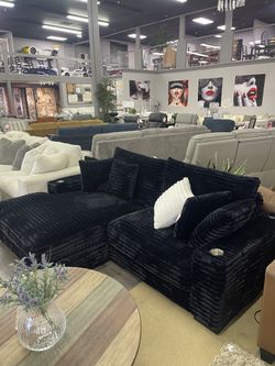 Ivory Jumbo Corduroy 2pc Reversible Sectional Sofa w/ Dual Cupholders & USB Ports