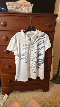 Chicos White  Embellished Golf tee with 1/4 zip