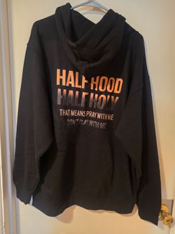 Half Hood Half Holy Graphic Hoodie XL