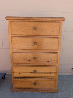 5-Drawer Pine Wood Tall Dresser
