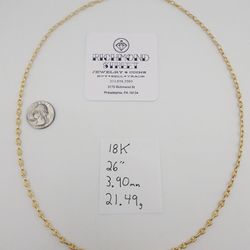 18k gold 26" gucci link chain