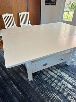 White Wood Coffee Table with Drawers
